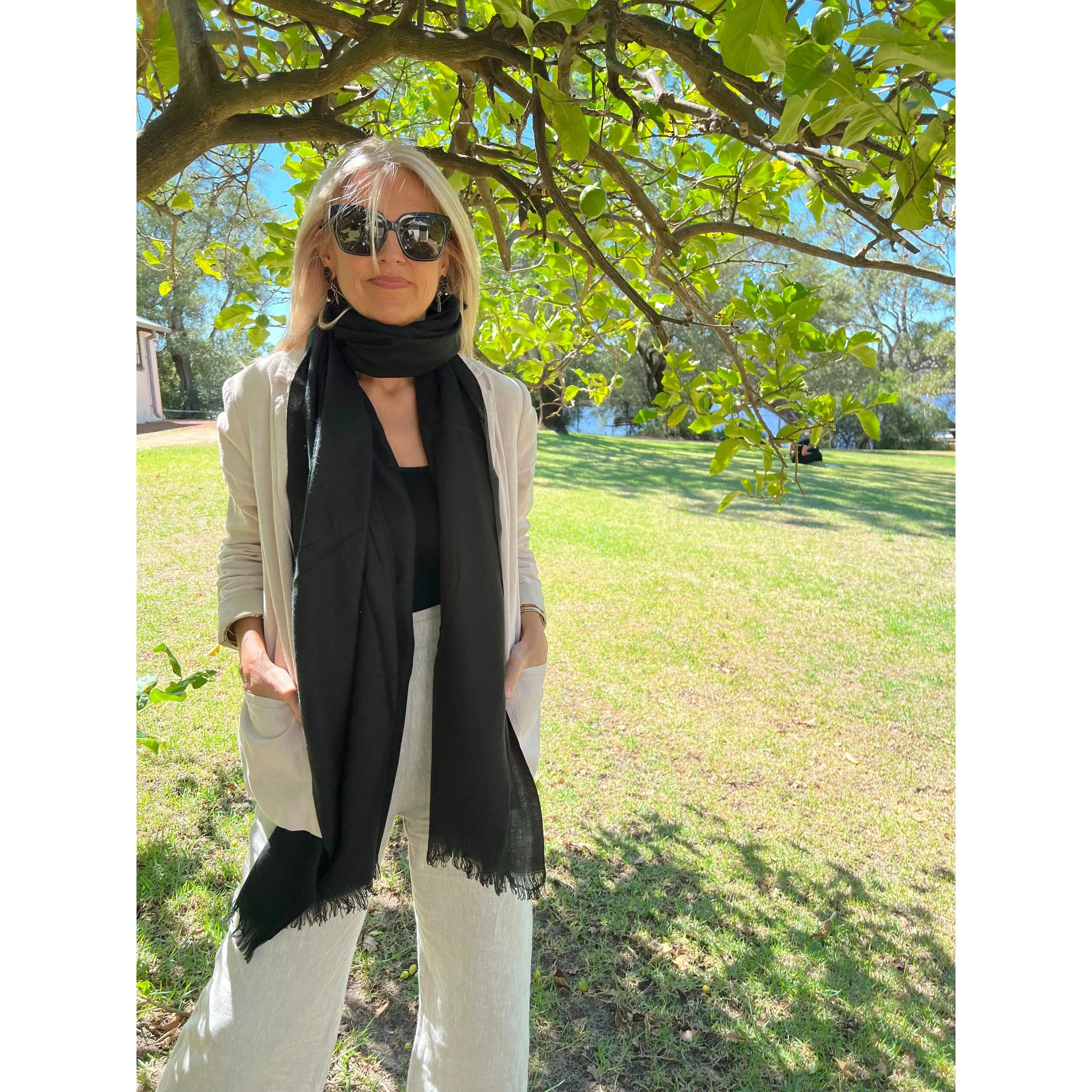 ⭐️ Pure Cashmere Pashmina Black