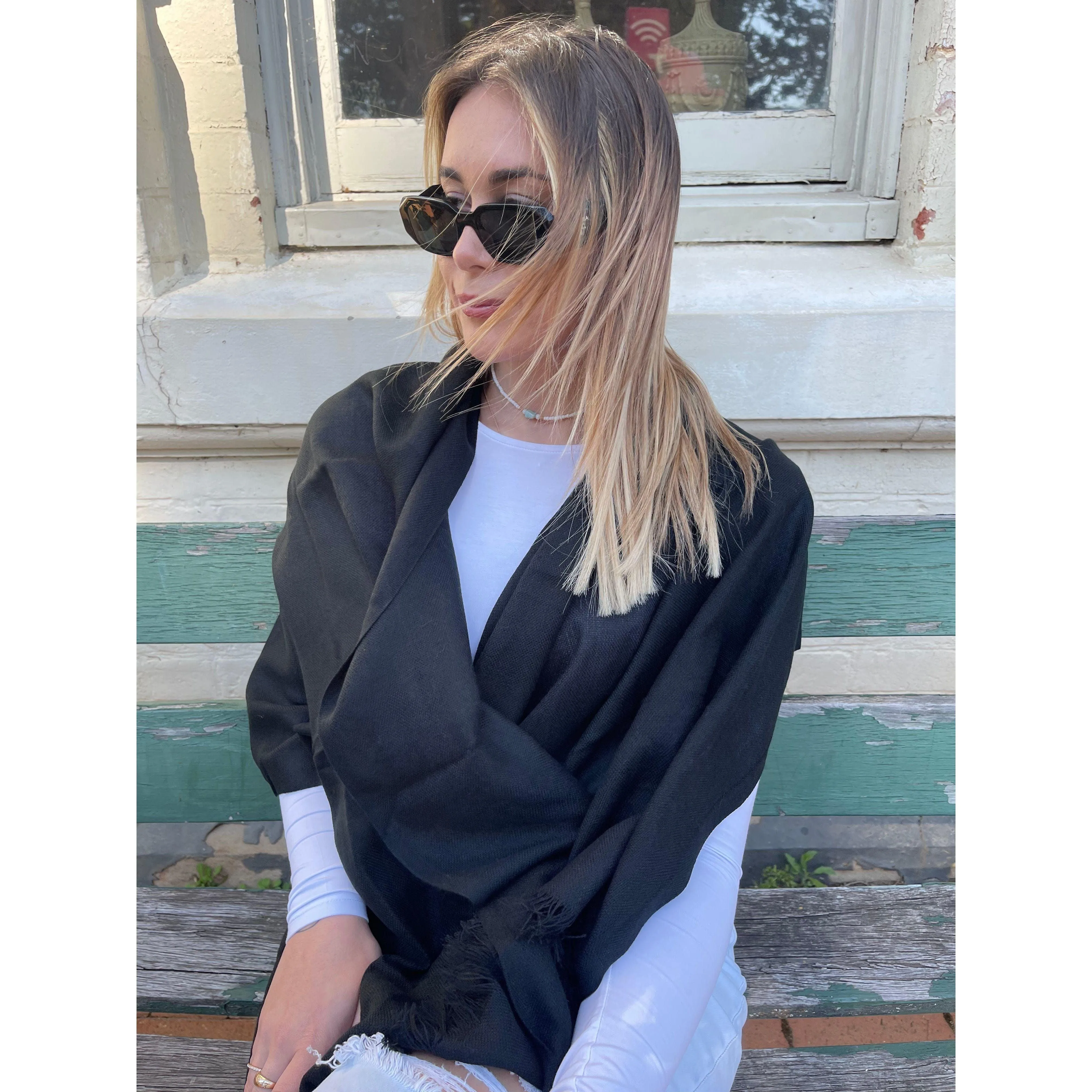 ⭐️ Pure Cashmere Pashmina Black