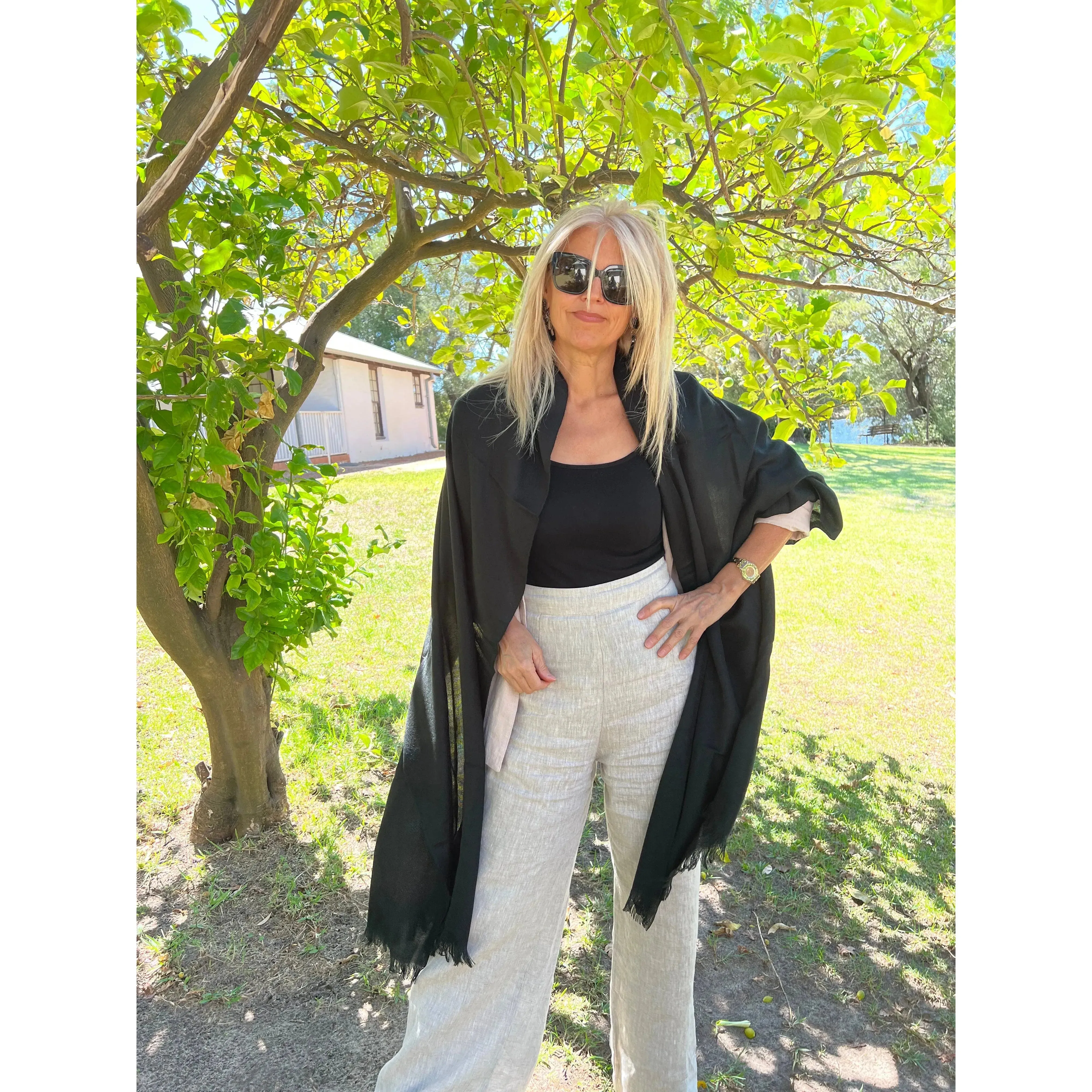 ⭐️ Pure Cashmere Pashmina Black