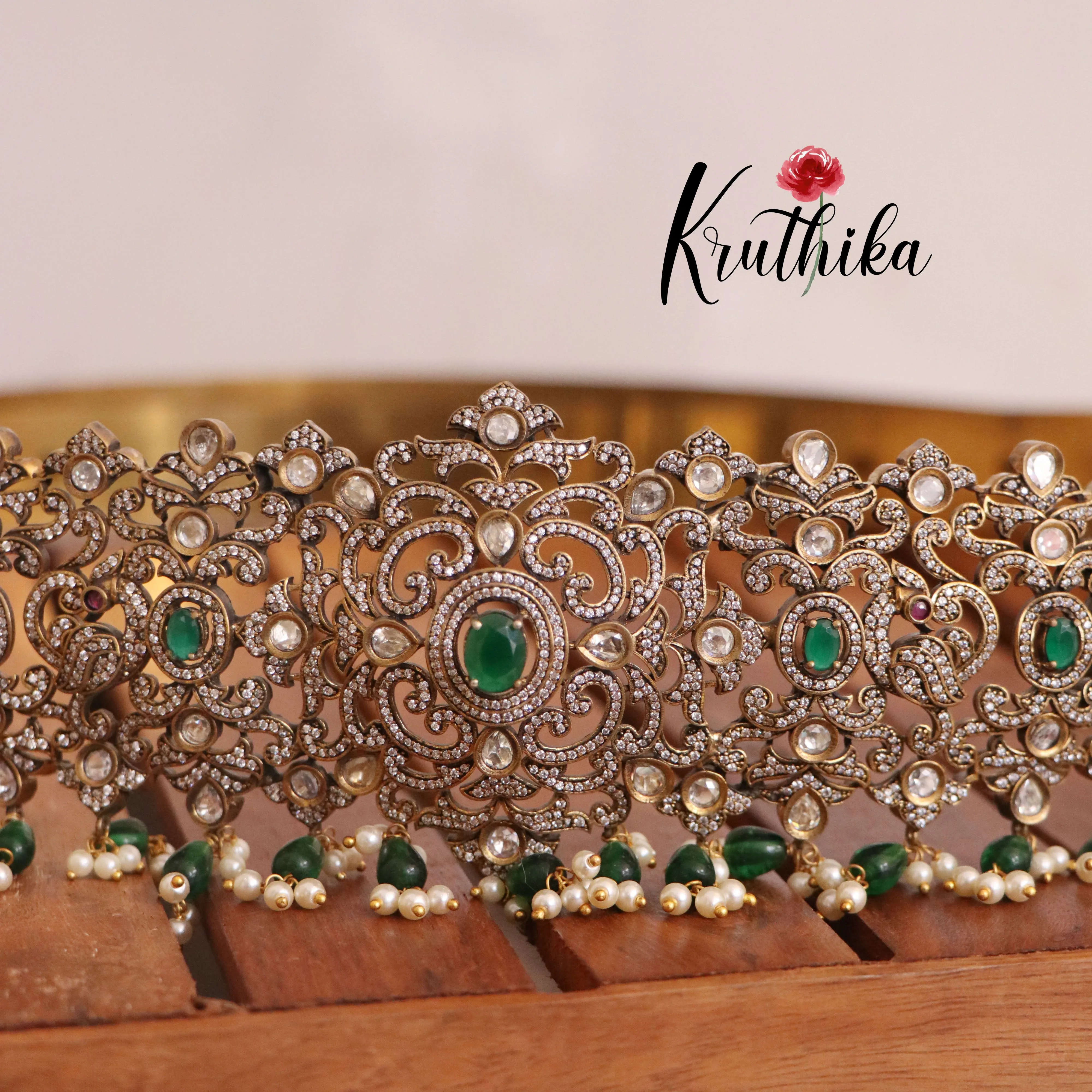 Beautiful victorian cutwork cz Hip belt vaddanam V224