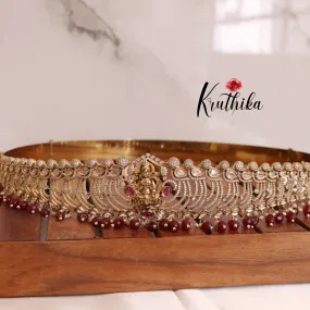 Beautiful victorian CZ temple ruby beads Hip belt vaddanam V214