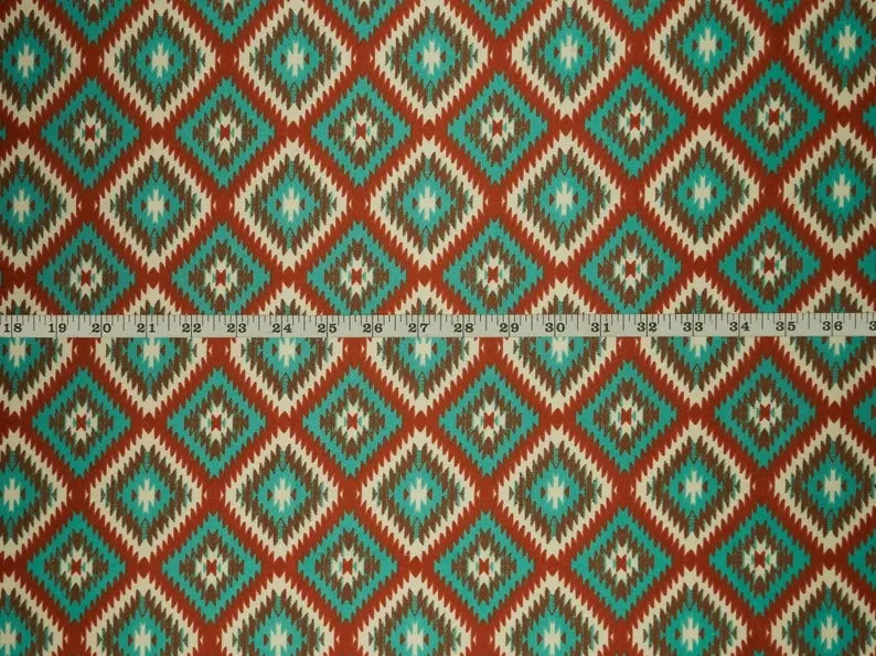 Charmeuse satin fabric by the yard - Aztec Boho Fabric