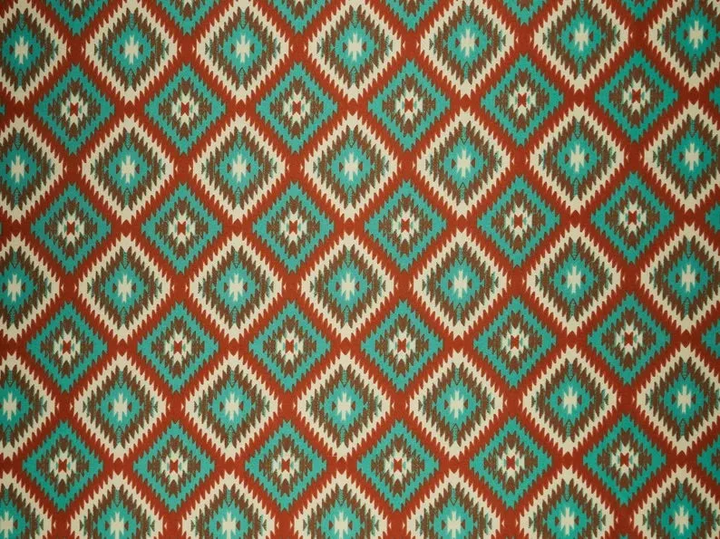 Charmeuse satin fabric by the yard - Aztec Boho Fabric