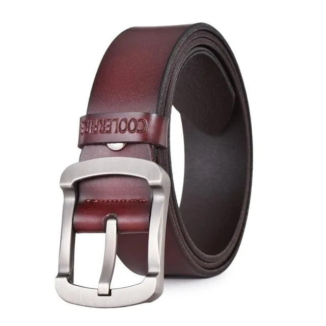 Coolerfire cowhide genuine leather black jeans strap vintage men belts