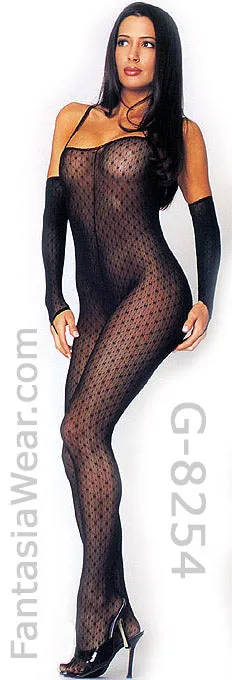 Daisy Lace Bodystocking with Gloves Set 8254