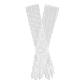 Dents Women’s Long Opera Spotty Tulle Gloves in Ivory