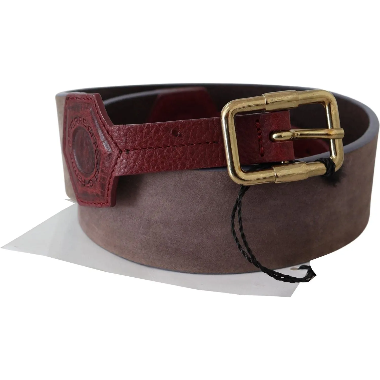 GF Ferre Elegant Brown Leather Belt with Gold Buckle