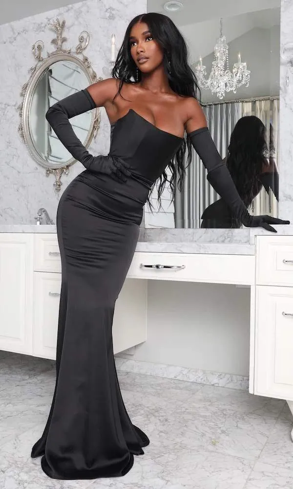 Lap Black Evening Dress