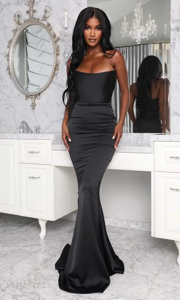 Lap Black Evening Dress