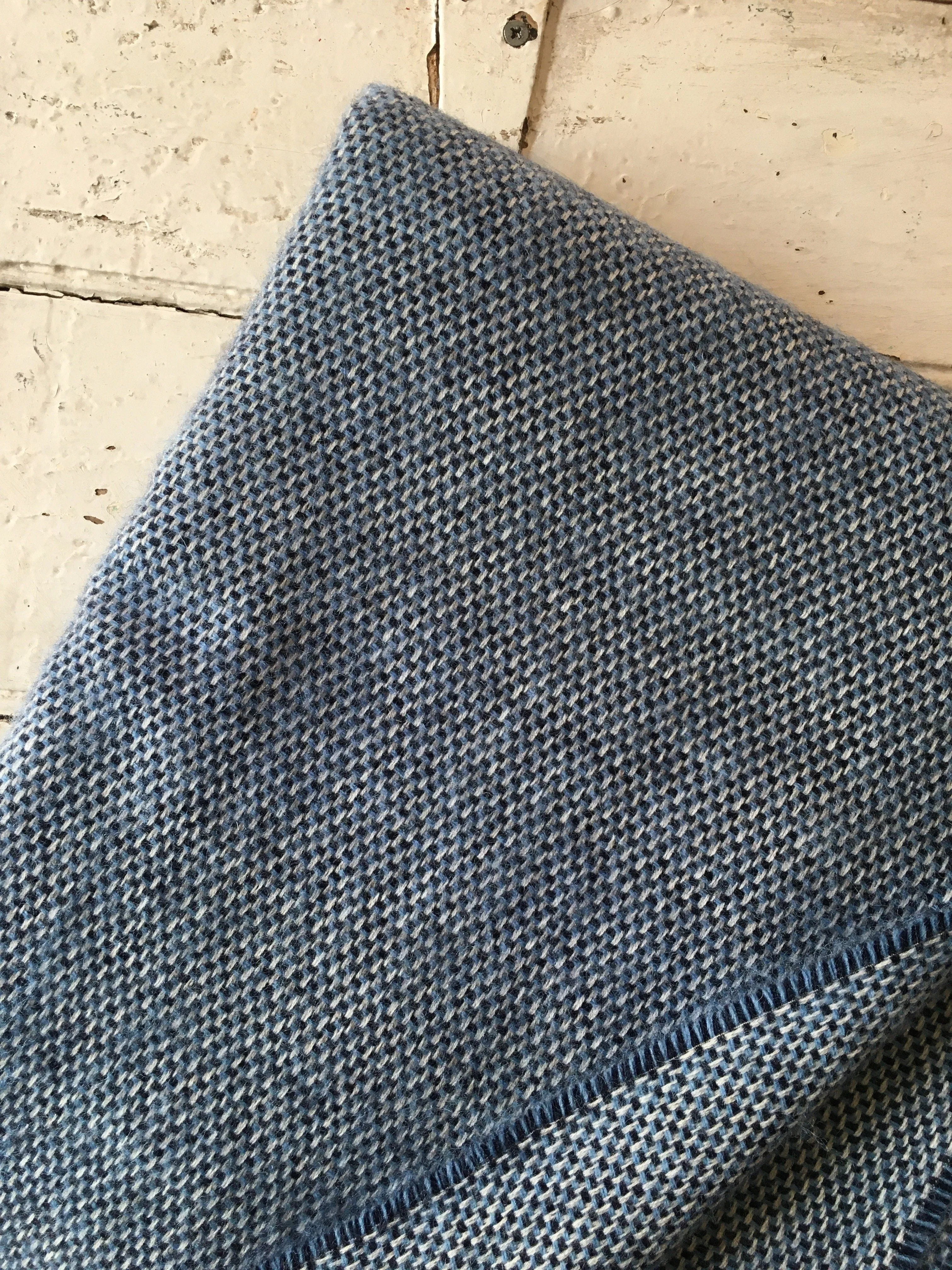 McNutts | Luxury Collection Pure Wool Blanket | Sea Sky Blue Box Weave