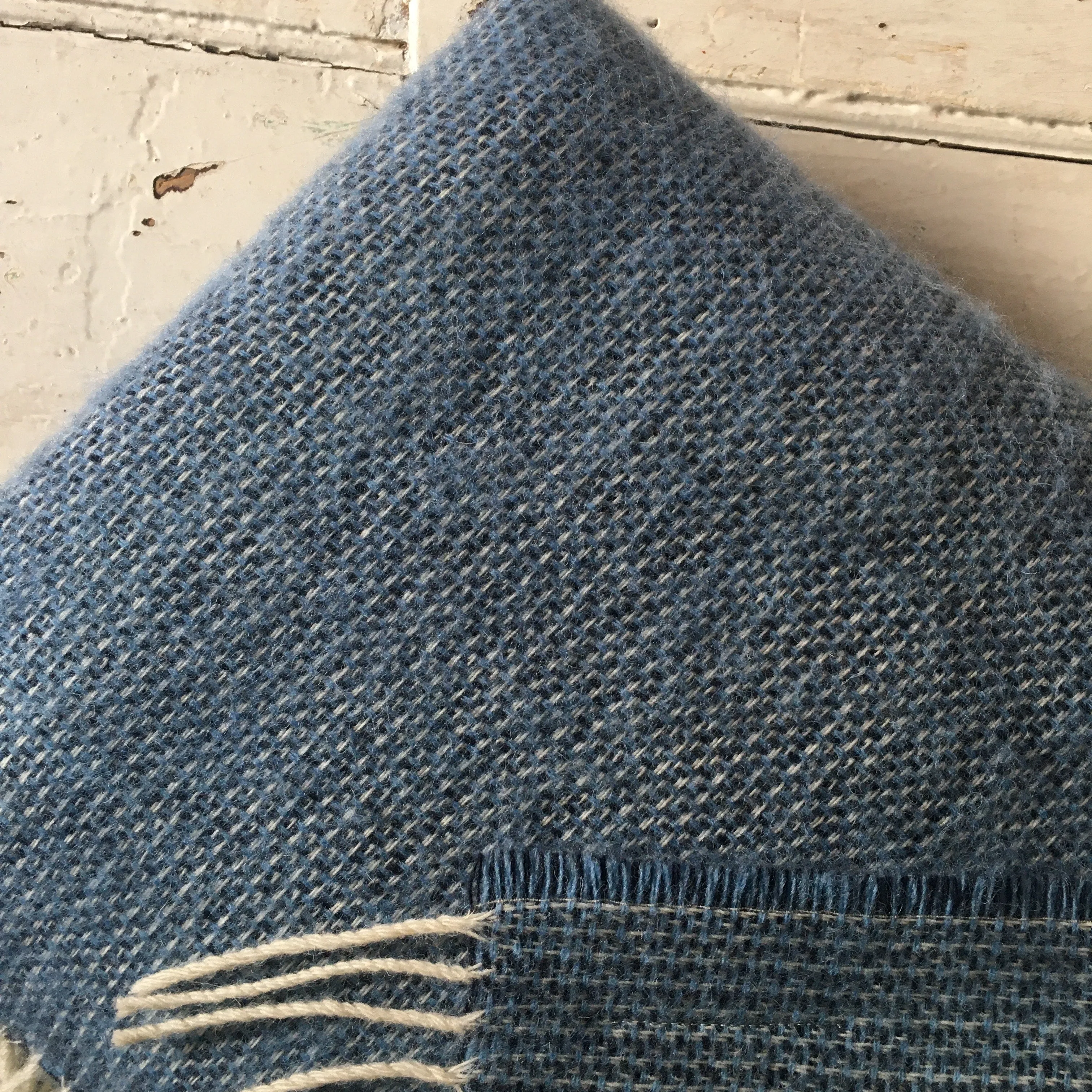 McNutts | Luxury Collection Pure Wool Blanket | Sea Sky Blue Box Weave