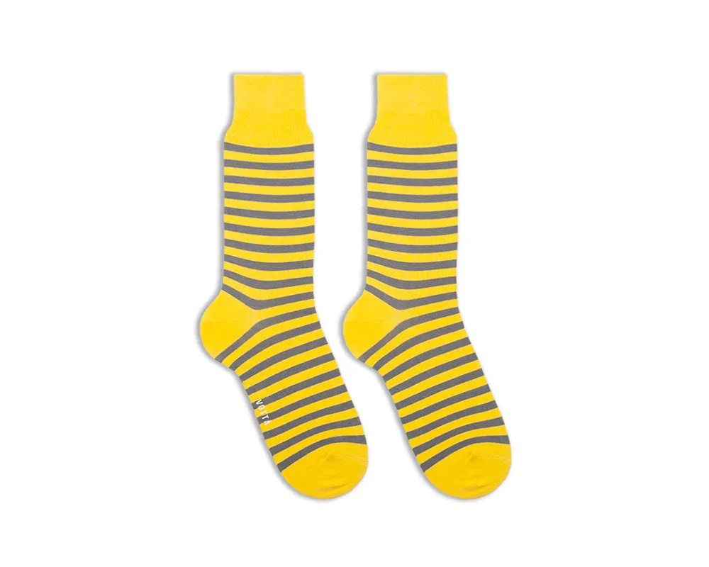 Men's Stripe Pattern Socks - Gray & Yellow