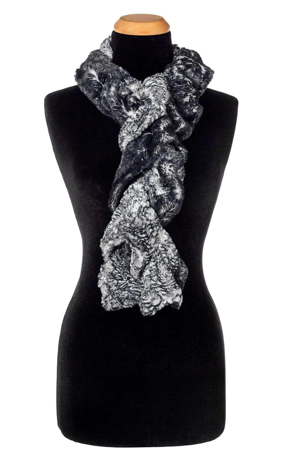 Scrunchy Scarf - Luxury Faux Fur in Black Mamba