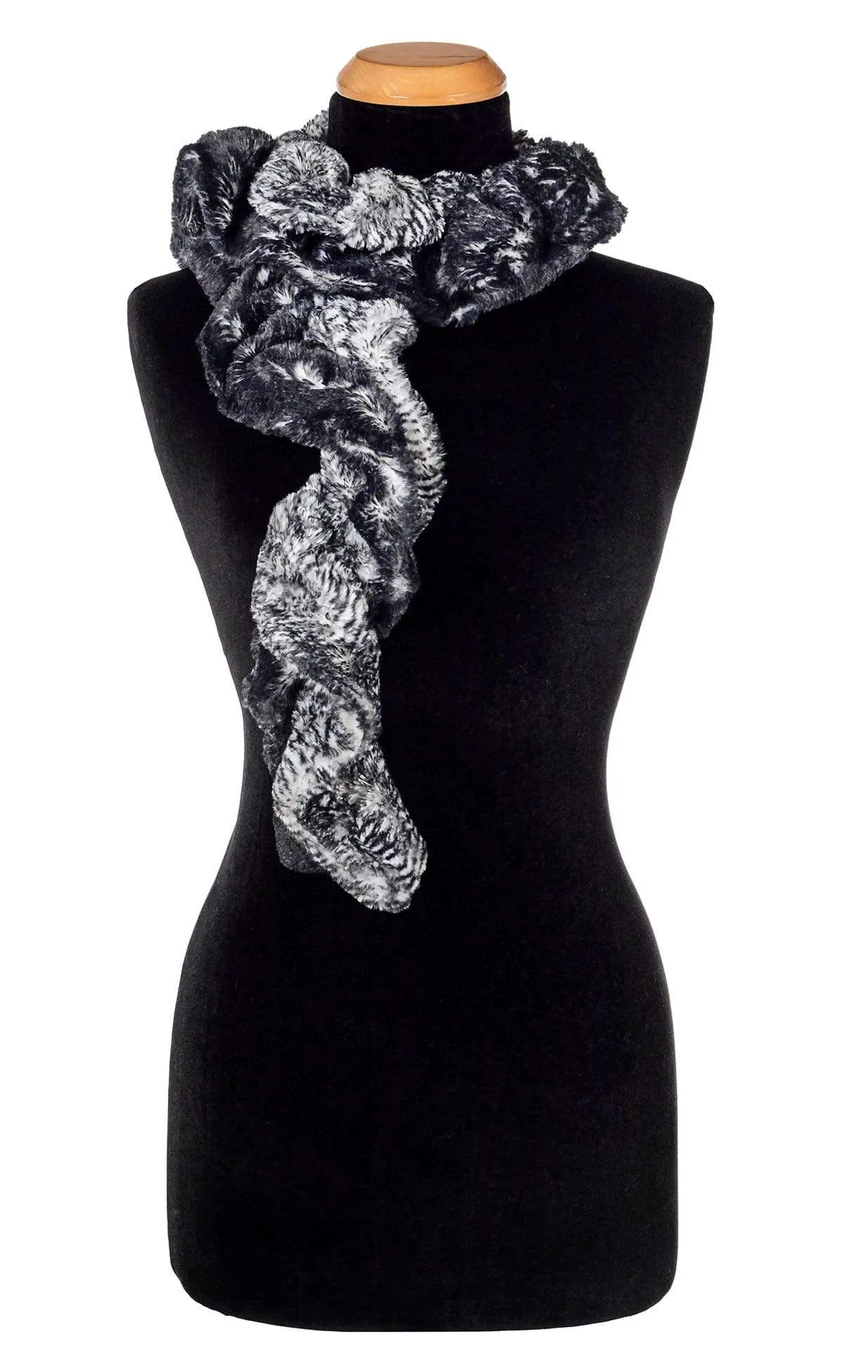 Scrunchy Scarf - Luxury Faux Fur in Black Mamba