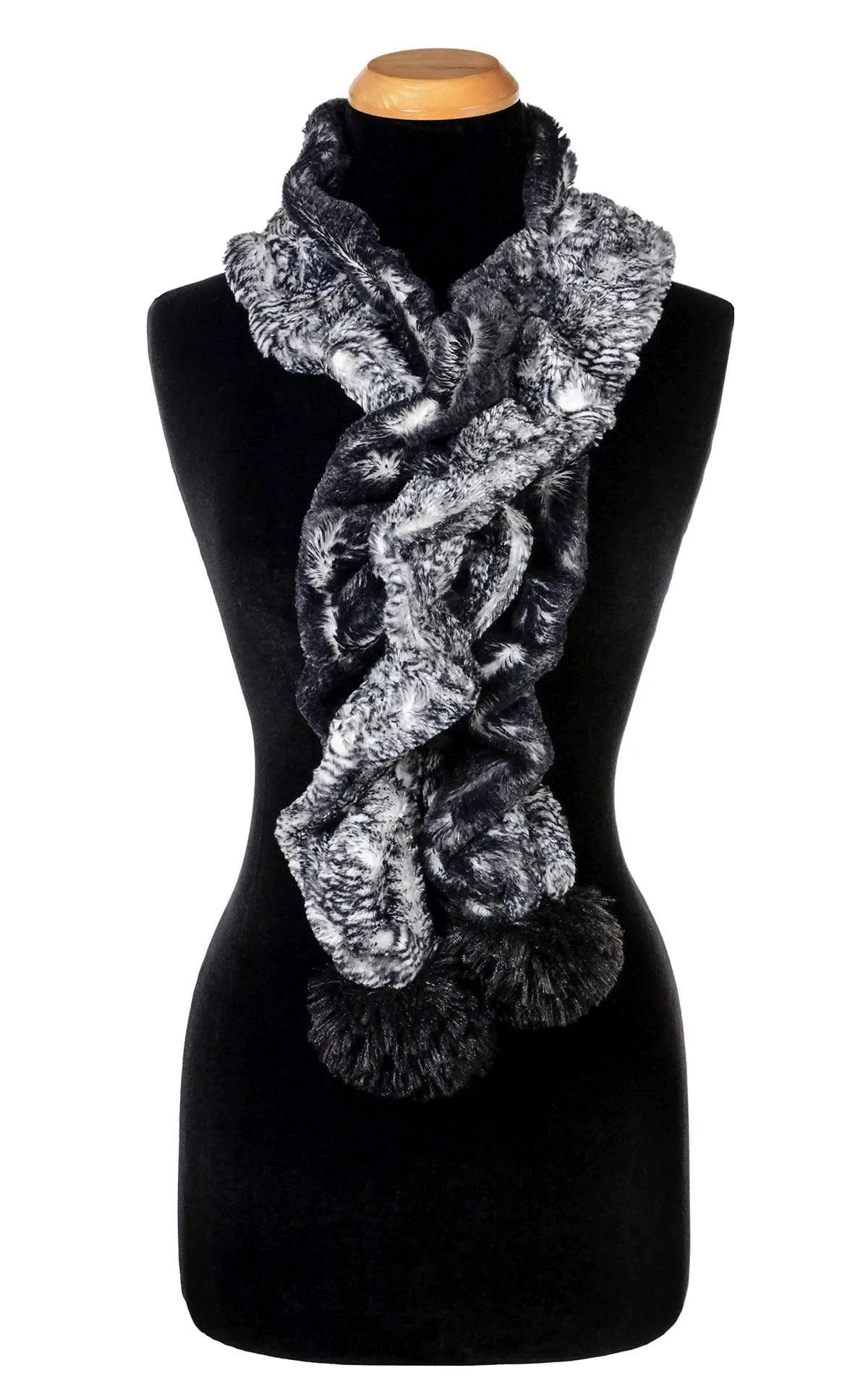 Scrunchy Scarf - Luxury Faux Fur in Black Mamba