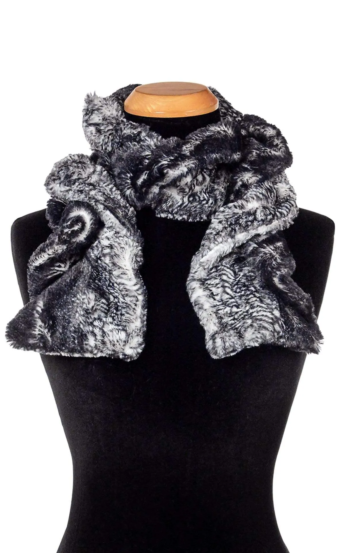 Scrunchy Scarf - Luxury Faux Fur in Black Mamba