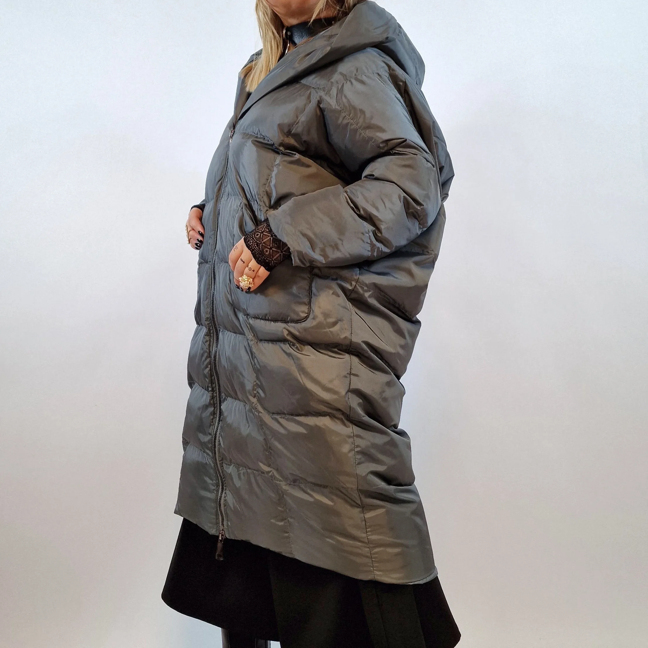 Simple Moderne Relaxed Fit Punky Style Gray Coat