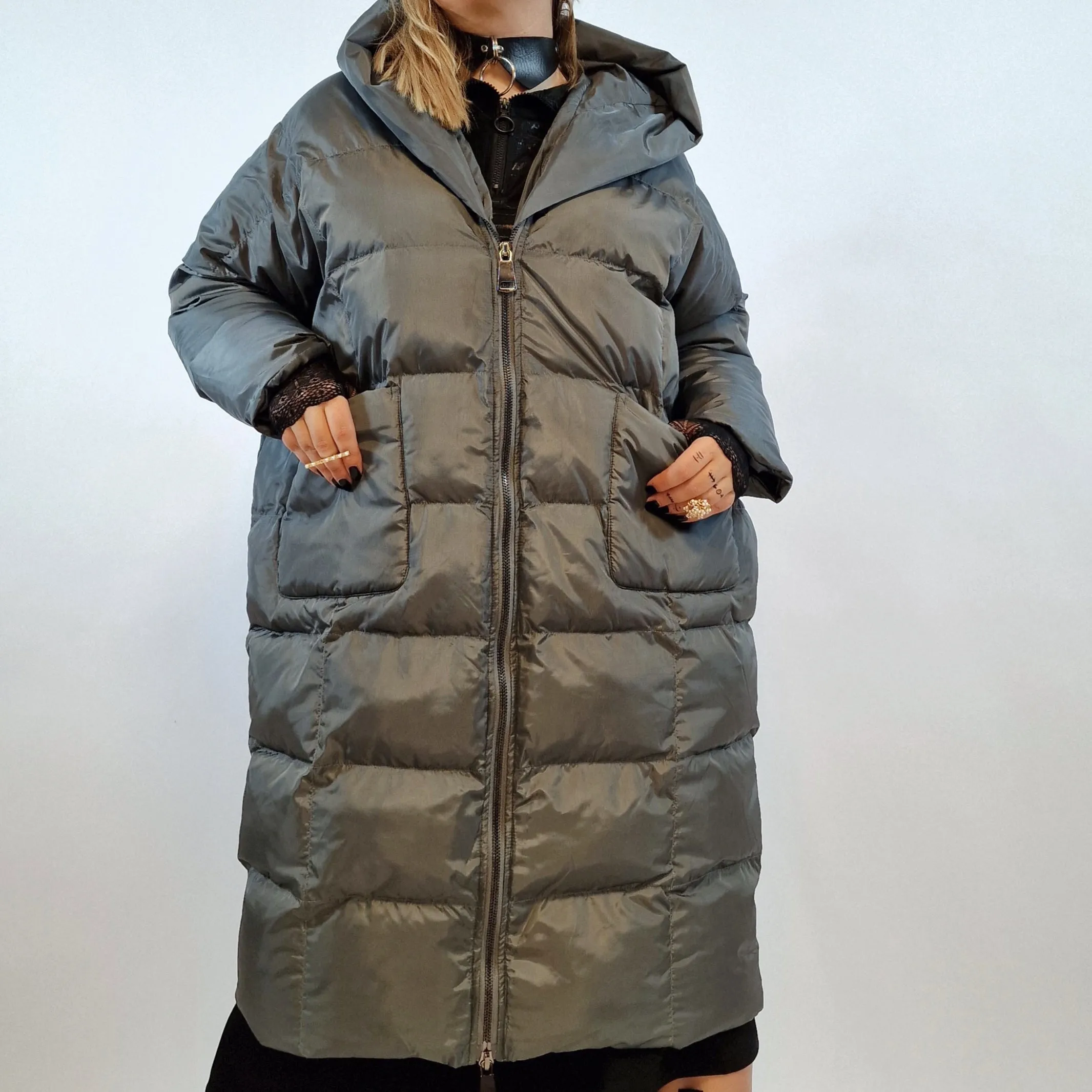 Simple Moderne Relaxed Fit Punky Style Gray Coat