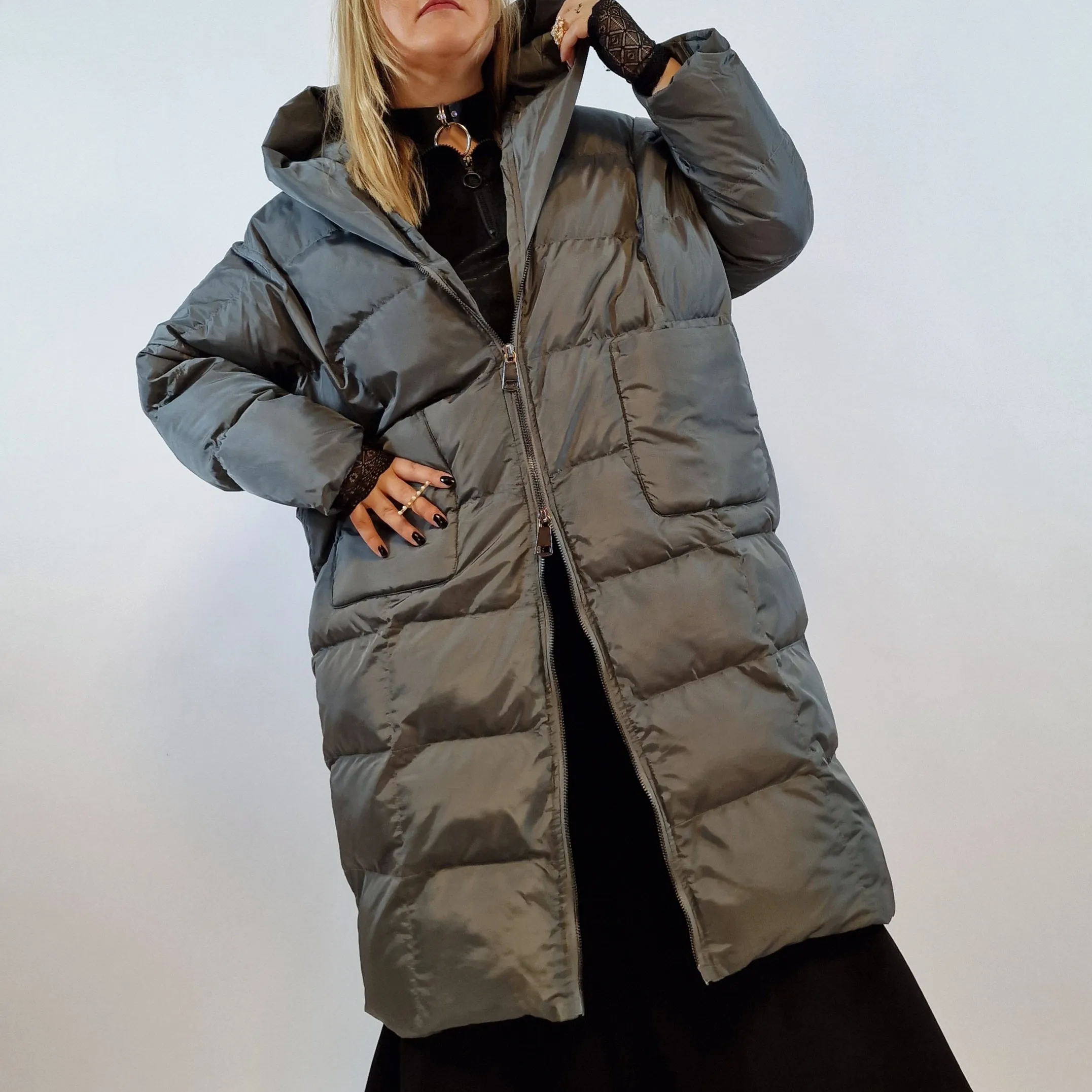 Simple Moderne Relaxed Fit Punky Style Gray Coat