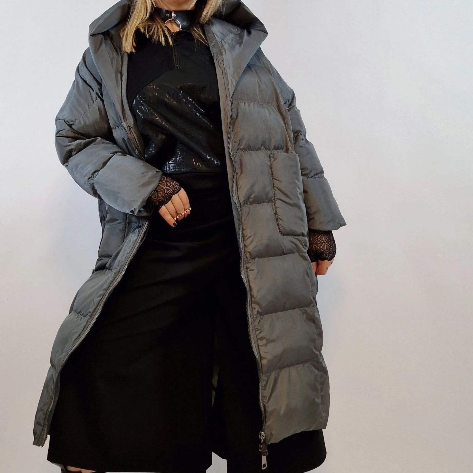 Simple Moderne Relaxed Fit Punky Style Gray Coat