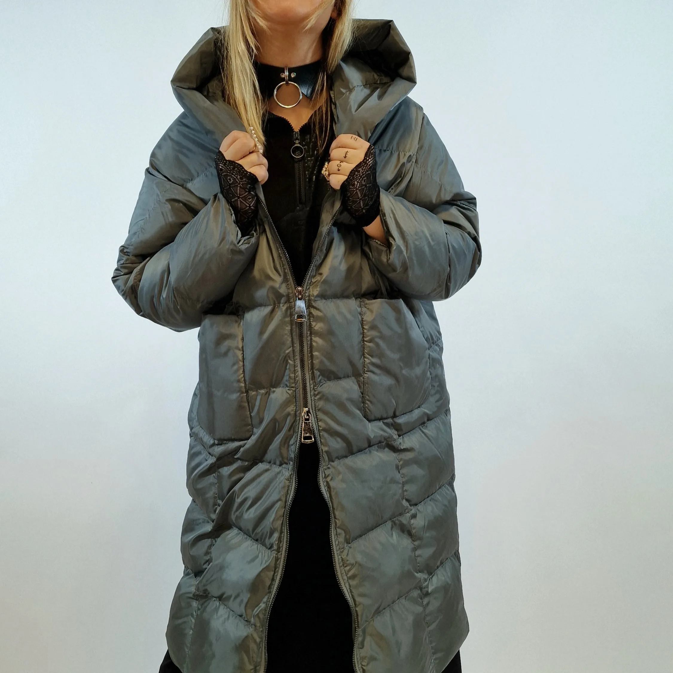 Simple Moderne Relaxed Fit Punky Style Gray Coat