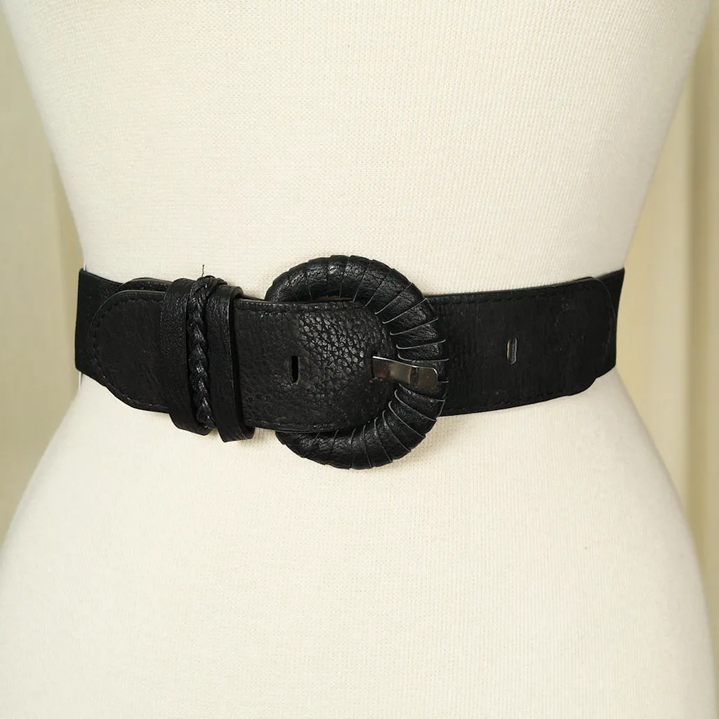 Thin Buckle Black Cinch Belt