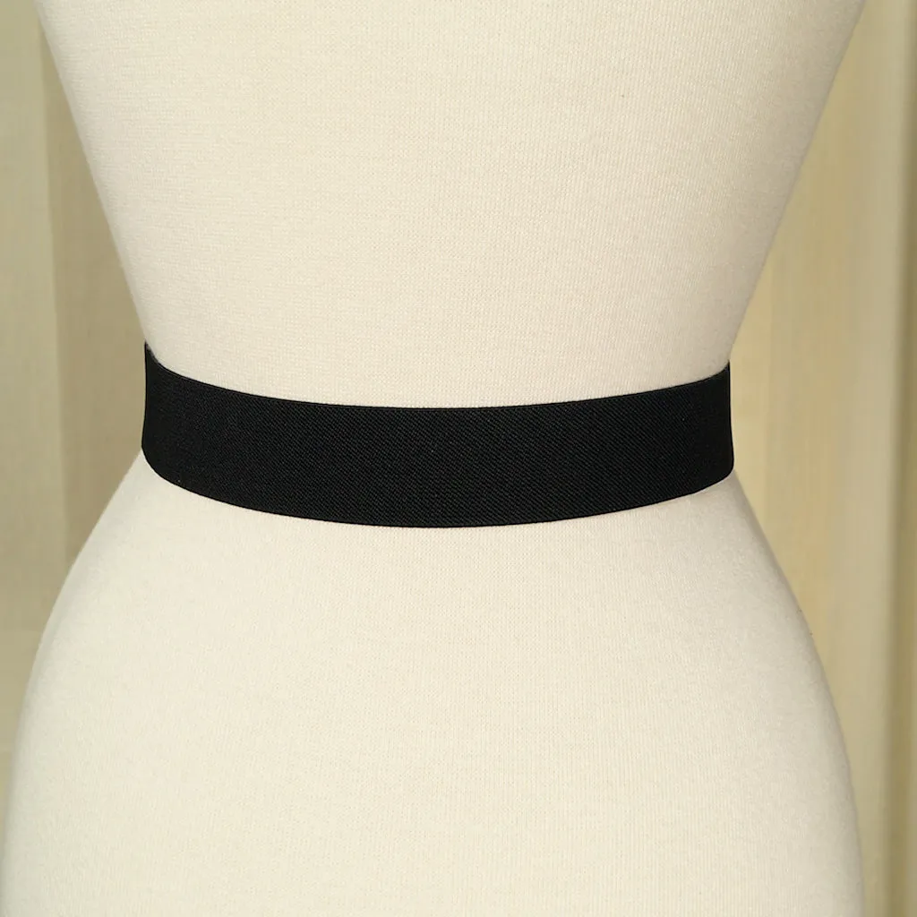 Thin Buckle Black Cinch Belt