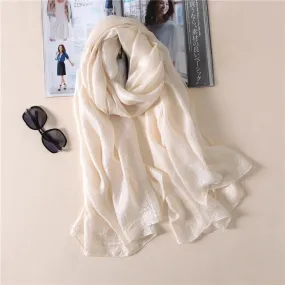 Wenkouban Luxury Brand Women Fashion Scarf Plain Solid Silk Linen Shawls Scarves Summer Lady Bandanas Pashmina Foulard Hijab 180*90Cm